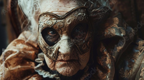 Grotesque Portrait of an Elderly Lady with a Mask