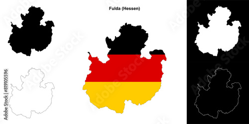 Fulda (Hessen) blank outline map set