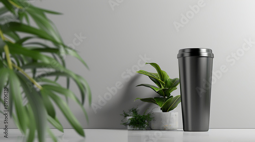 Tumbler, minimal background, maintaining the temperature for a happy drinking mood