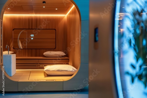 Close up of a holistic health pod where traditional medicine meets modern technology