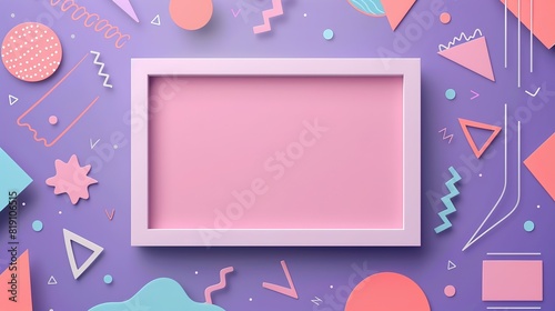 cute pink purple pop art fun style poster banner background with empty space for mock up design