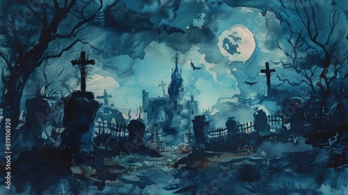Halloween background, watercolor