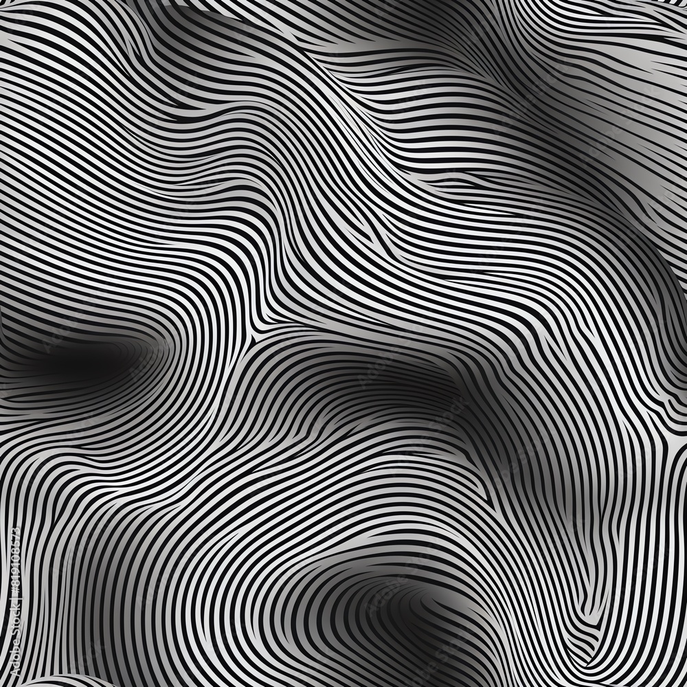 Abstract black and white wavy stripes.