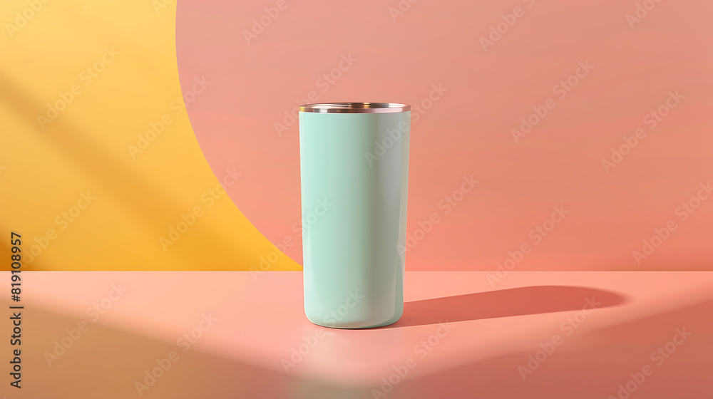 Tumbler, minimal background, maintaining the temperature for a happy drinking mood Tumbler, minimal background, maintaining the temperature for a happy drinking mood