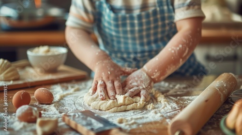 A Child Baking in the Kitchen.