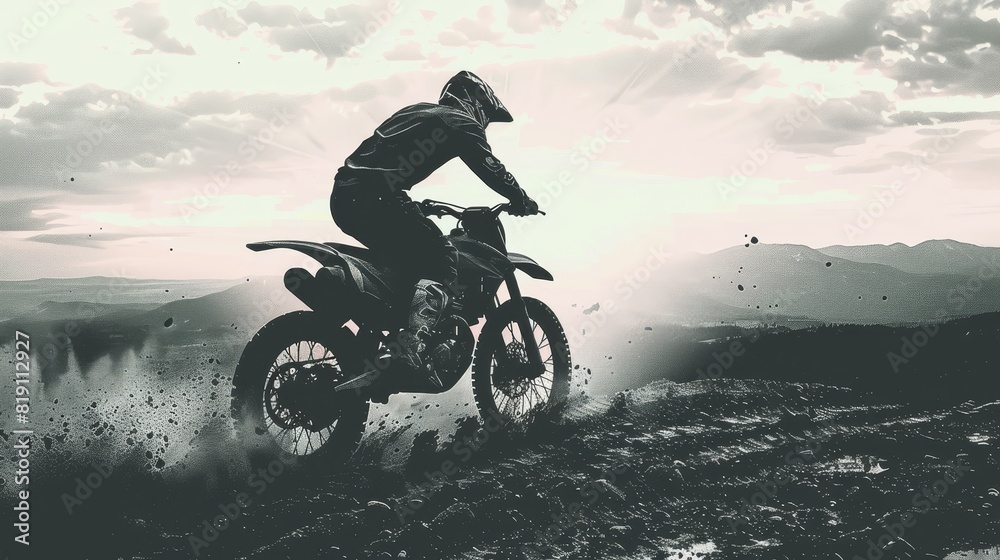 A man is riding a dirt bike on a dirt road A man is riding a dirt bike on a dirt road