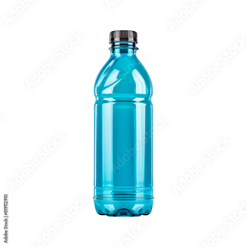 Blue plastic bottle. Isolated on transparent background.