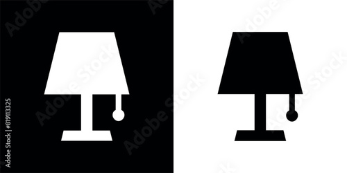 Table lamp icon. Lampshade, symbol of light, home or workplace. Table lamp with lampshade.
