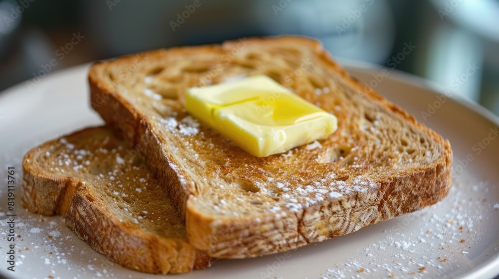 Healthy wholemeal toast with butter