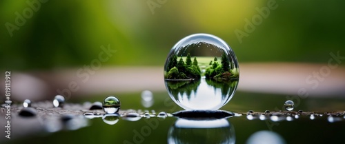 Landscape Reflected in a Water Droplet Capture