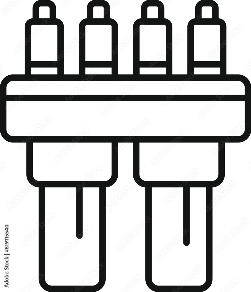 Simple black and white line art of a universal fourprong plug Simple black and white line art of a universal fourprong plug