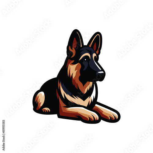 German shepherd dog breed realistic color vector illustration from the dog show sign symbol set