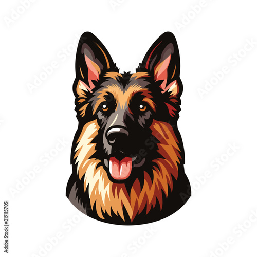 German shepherd dog breed realistic color vector illustration from the dog show sign symbol set