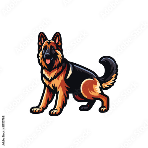 German shepherd dog breed realistic color vector illustration from the dog show sign symbol set