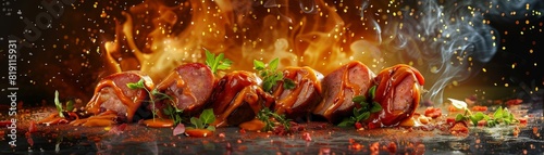 Currywurst, sliced sausage with curry ketchup, Berlin street food stall