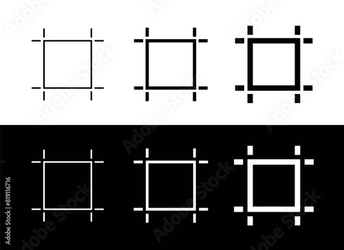 Size or area icon. Symbol of volume or territory. Designation of the size of the part, dimensions or area of the room. 