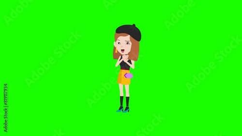 beautiful cute cartoon fashion girl with enchanting reaction 2d animation and background, animated cartoon character lady enchanting, women, beauty 4k