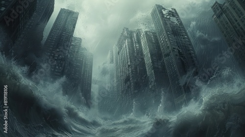 Natural disaster  tsunami hits city