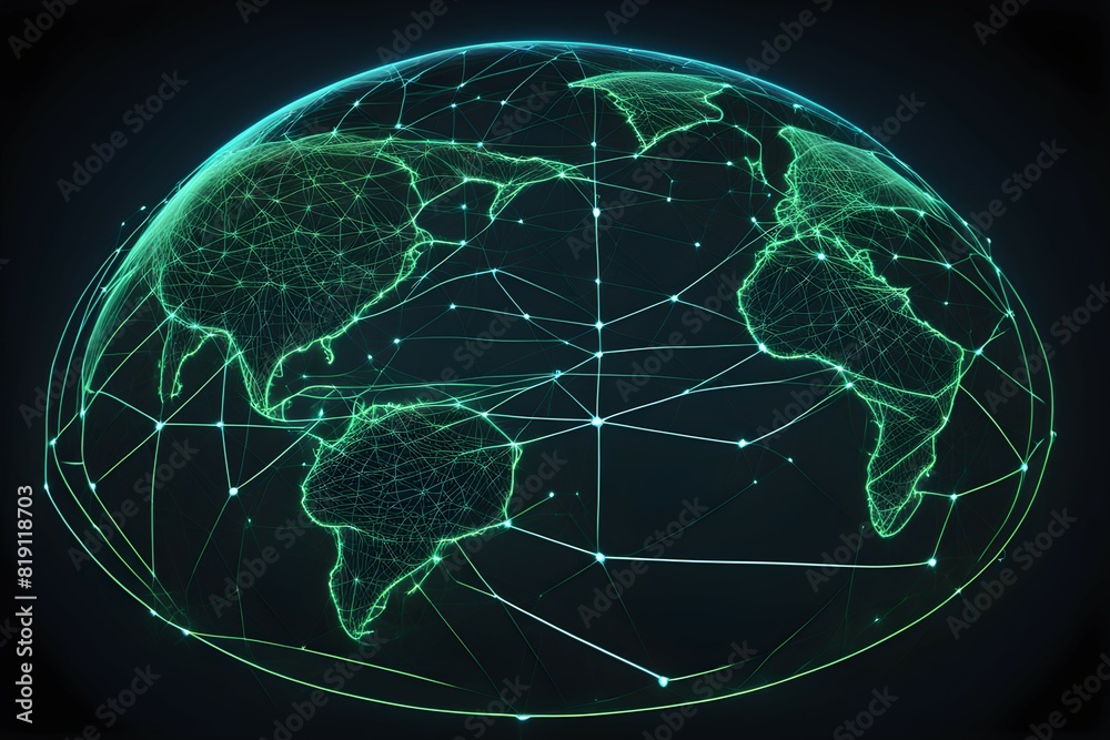 Global network connectivity depicted as a stylized data map. Technology data background Global network connectivity depicted as a stylized data map. Technology data background