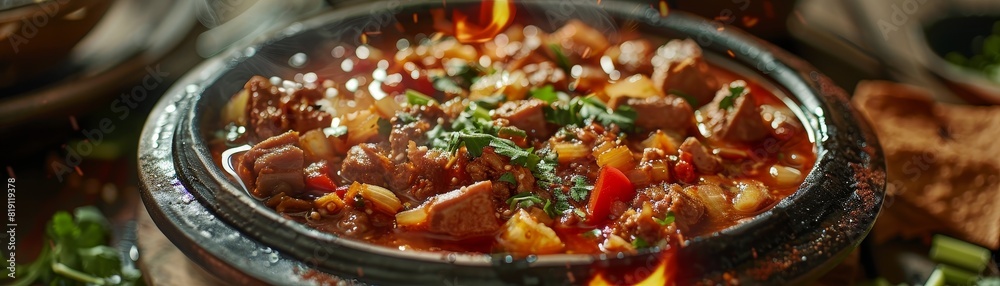 Menudo, tripe soup believed to cure hangovers, served in a Mexican family home Menudo, tripe soup believed to cure hangovers, served in a Mexican family home