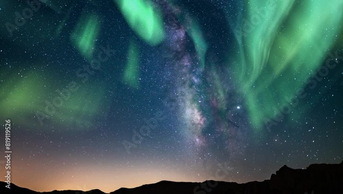 Aurora Green and Milky Way Galaxy Canyon Loop 20mm South photo