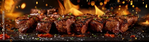 Ox heart, grilled and sliced, served at a Brazilian churrascaria photo