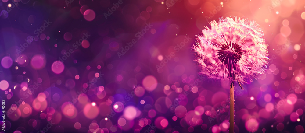 purple dandelion with bautiful bokeh nature background purple dandelion with bautiful bokeh nature background