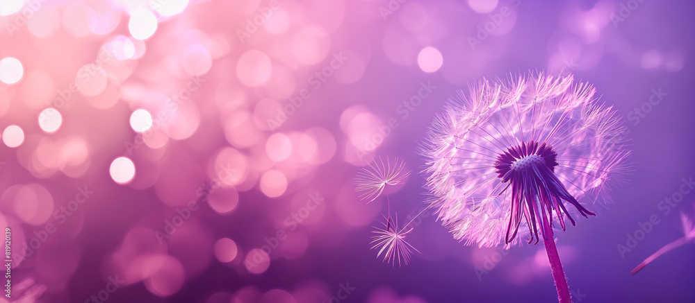 purple dandelion with bautiful bokeh nature background