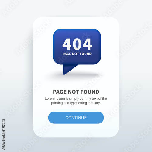  404 error page not found .business concept app screen. Modern screen template mobile app.