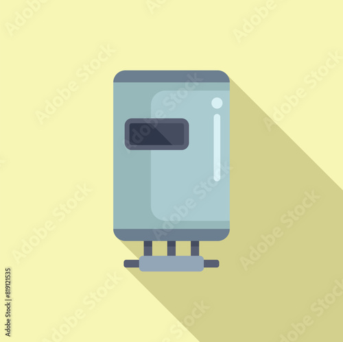 Vector graphic of a sleek, contemporary water heater with a digital display, on a warm background