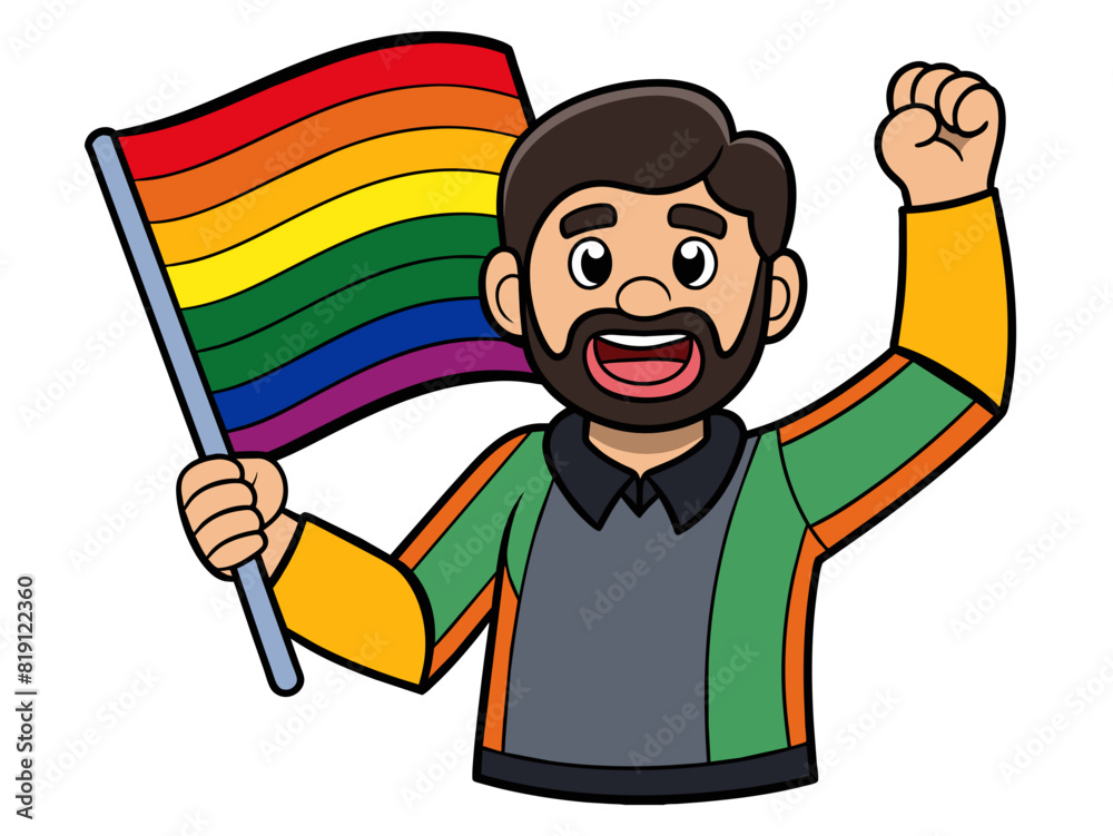LGBTQ man celebrate with Pride Rainbow flag. PRIDE month.
LGBTQ man celebrate with Pride Rainbow flag. PRIDE month.