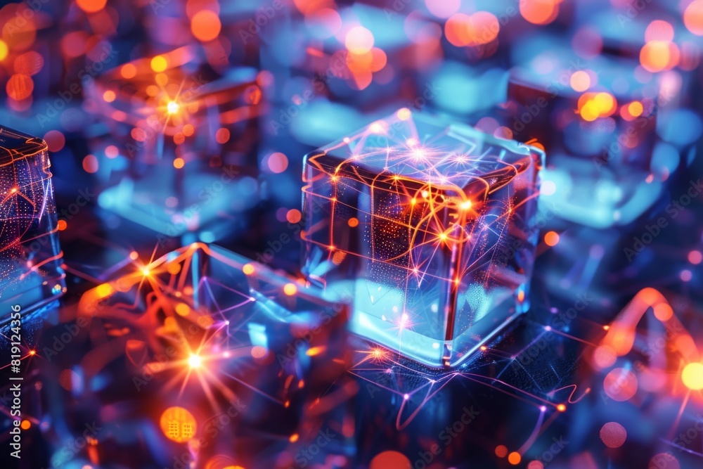 Blockchain technology illustration created with generative ai Blockchain technology illustration created with generative ai