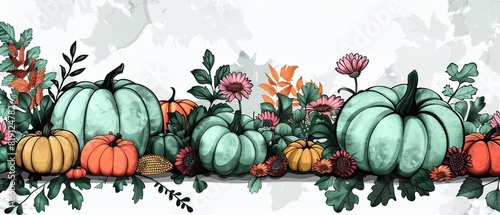 Harvestthemed festive border, Halloween and Thanksgiving, October layout, ample copy space, no people photo