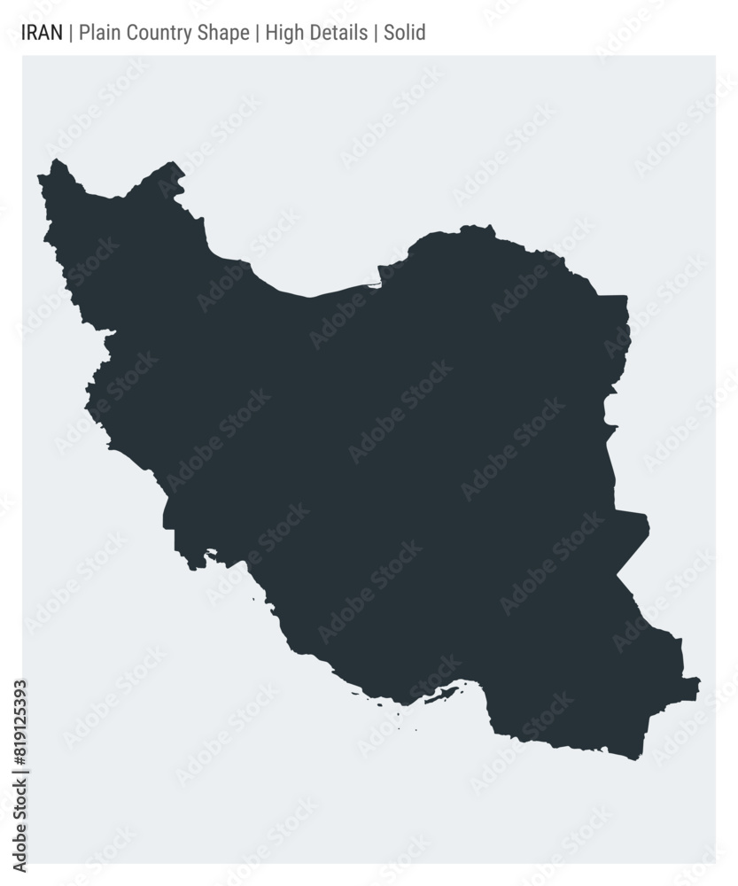 Fototapeta premium Iran plain country map. High details. Solid style. Shape of Iran. Vector illustration.