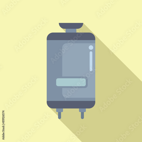 Modern flat design icon of a water heater with a simple shadow on a yellow background
