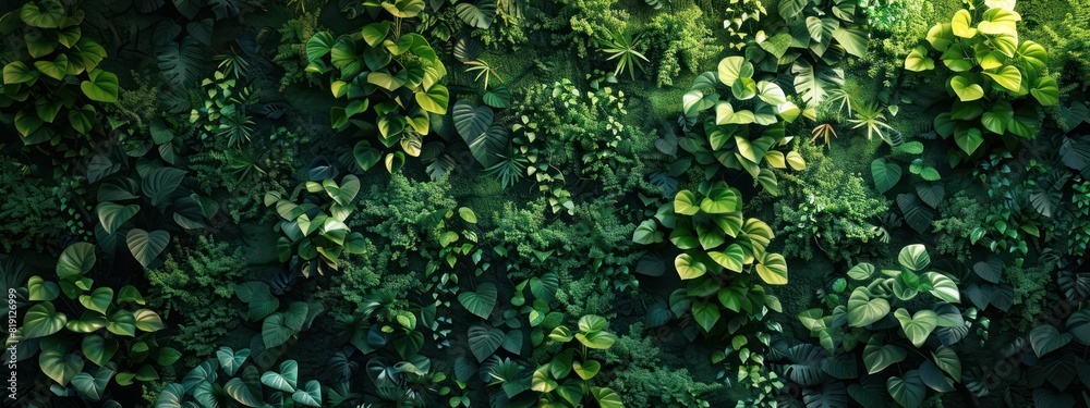 green wall leaves