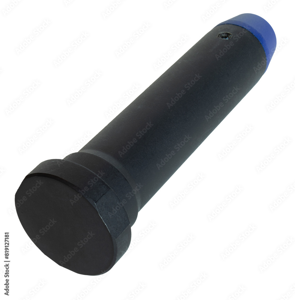 Blue polymer tip on a black AR-15 buffer weight Blue polymer tip on a black AR-15 buffer weight