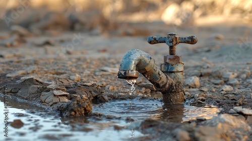 Wallpaper Mural Water faucet in the middle of a dry area Torontodigital.ca