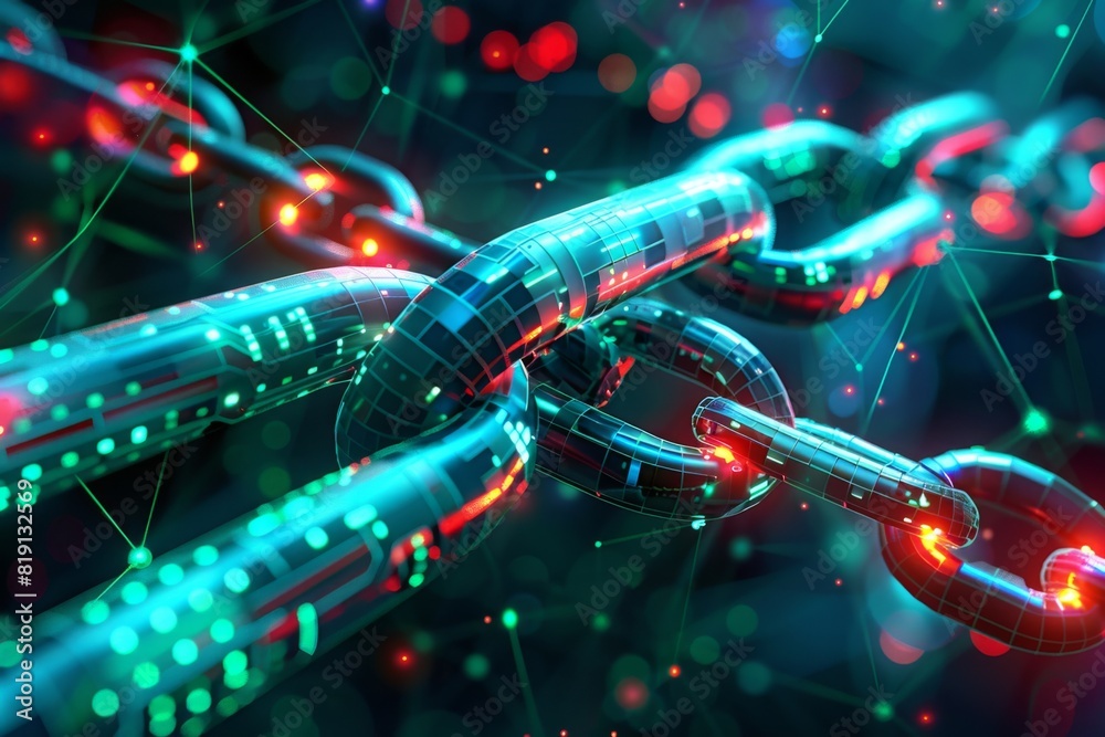 Blockchain technology illustration created with generative ai Blockchain technology illustration created with generative ai
