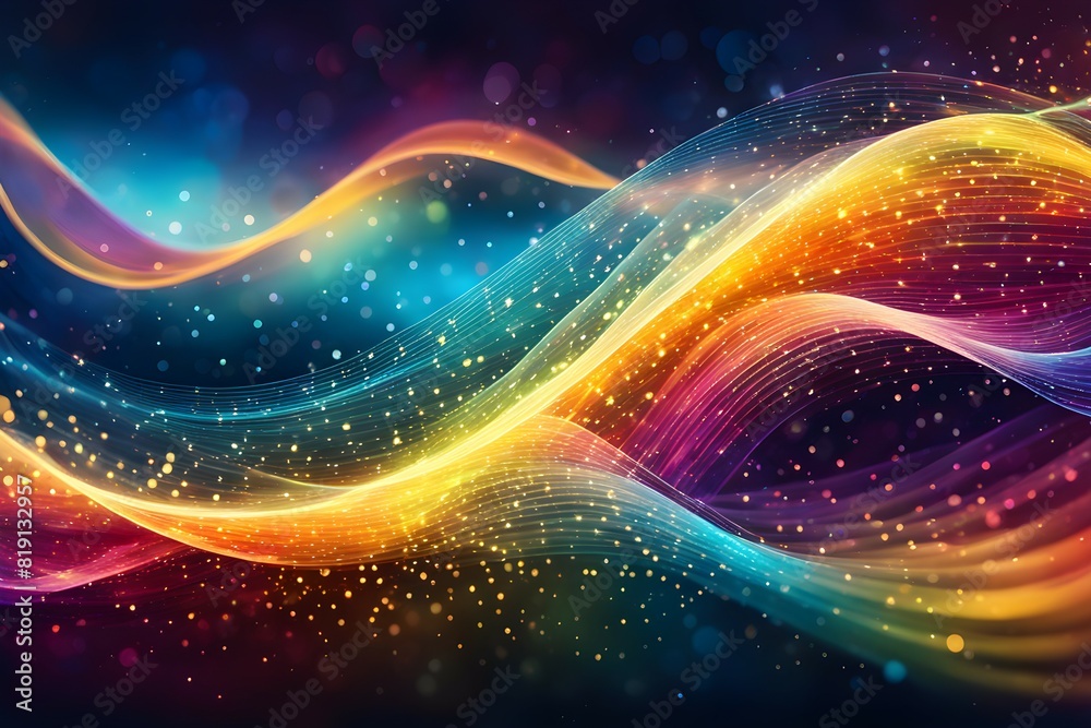 Obraz premium Curve representing technology and data wave form background, with glowing edges surrounded