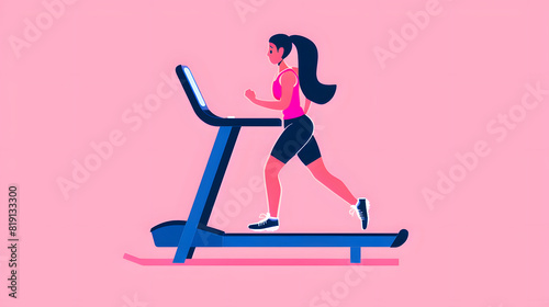 An Illustration of a Woman Working Out on a Treadmill