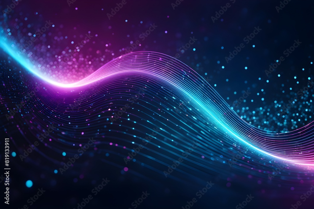Curve representing technology and data wave form background, with glowing edges surrounded Curve representing technology and data wave form background, with glowing edges surrounded