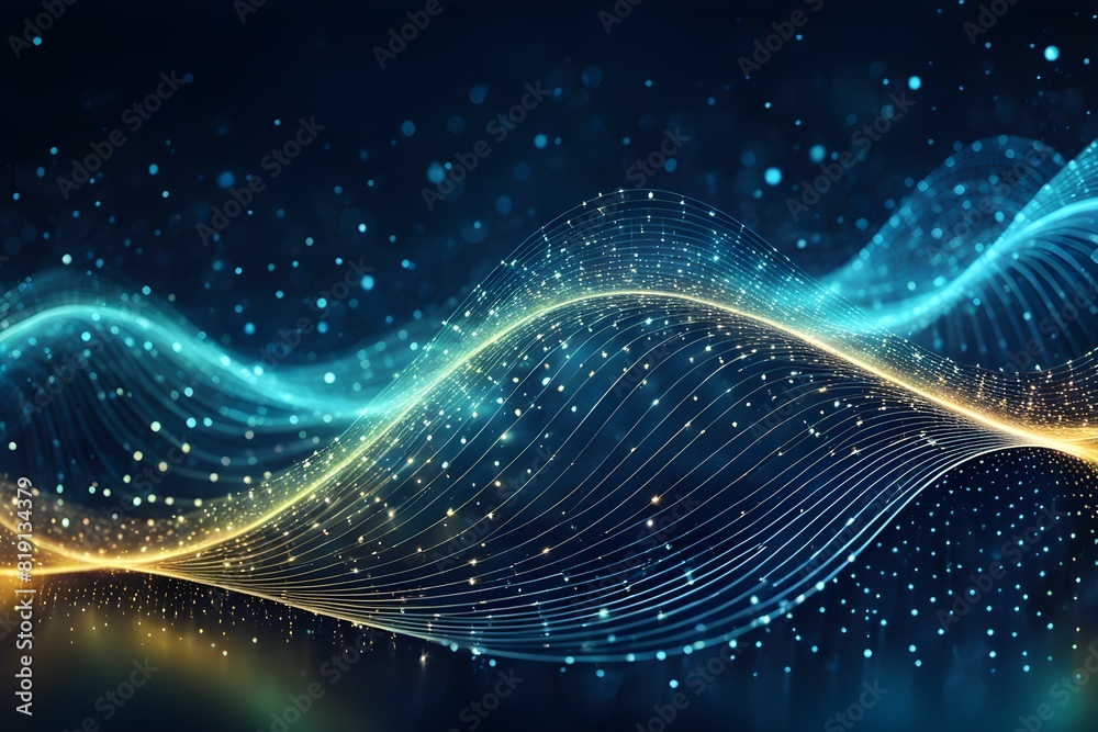 Curve representing technology and data wave form background, with glowing edges surrounded Curve representing technology and data wave form background, with glowing edges surrounded