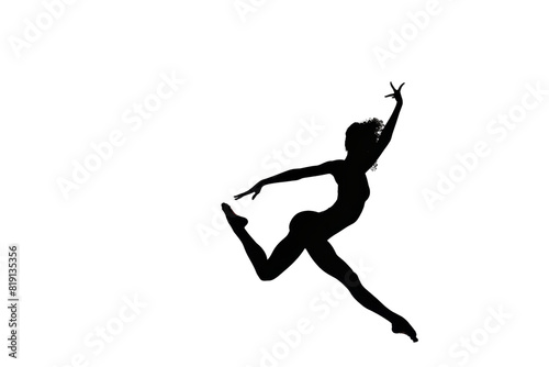 A silhouette of a dancer in a graceful leap against a transparent background. capturing the beauty and elegance of contemporary dance.