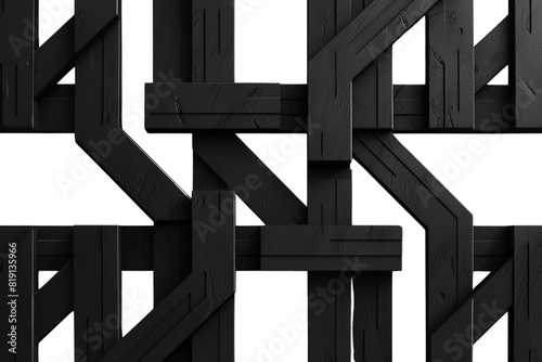 Abstract modern black wood pattern with geometric design, perfect for backgrounds or textures in graphic projects.