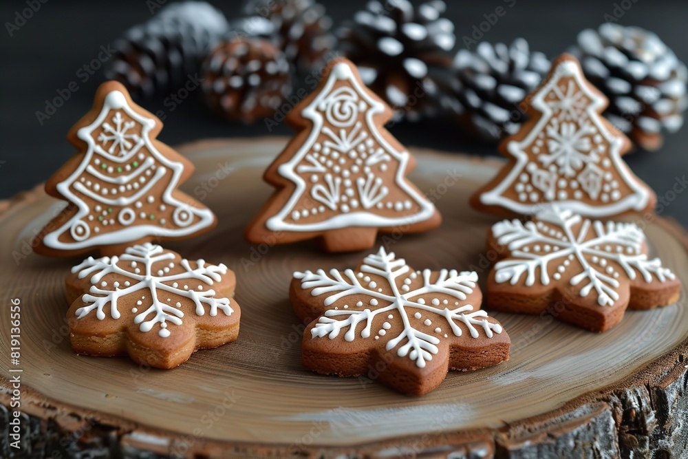 Christmas snowflake gingerbread star Santa guy. Generative Ai