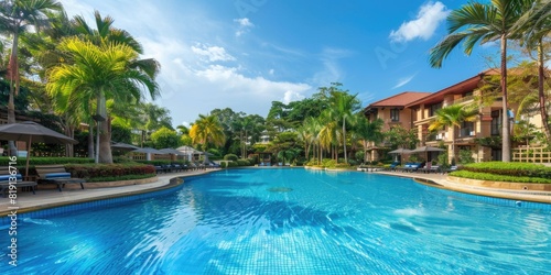 Large swimming pool area in a luxury hotel resort