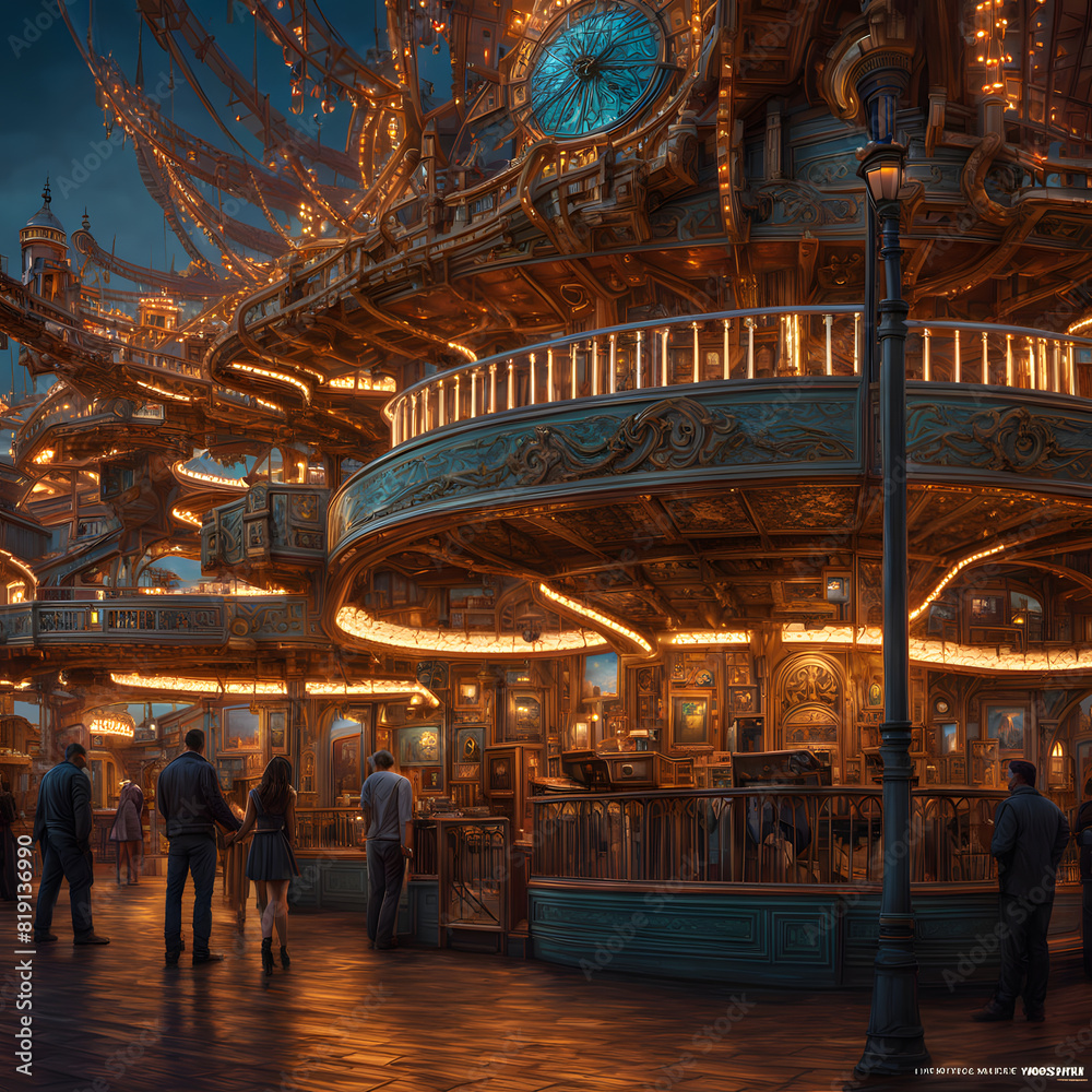 Amusement park with carousels, ai-generatet