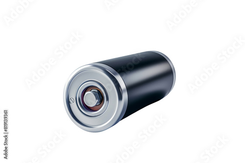 High-quality close-up of a single AA battery isolated on a transparent background, perfect for energy or technology themed projects. photo
