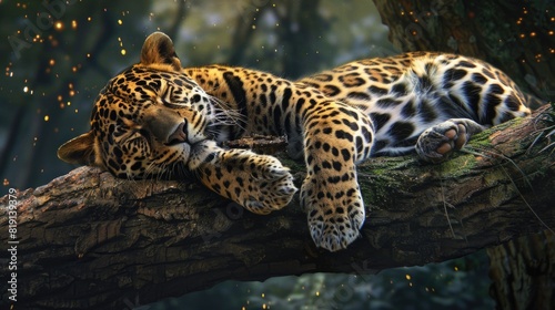  Leopard rest on a tree. A predatory jaguar on a tree © Vladyslav  Andrukhiv